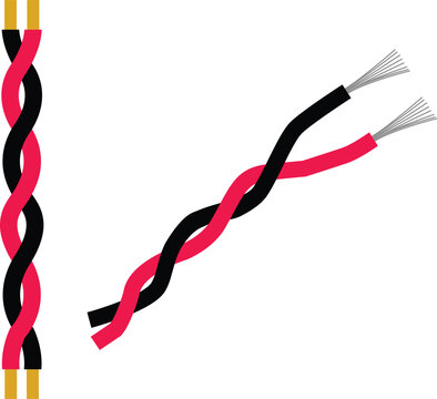 Twisted paired electrical wires icon. Twisted pair cable sign. Twisted pair cable line symbol. flat style.