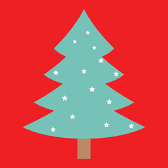 christmas tree on red background vector 100% editable 