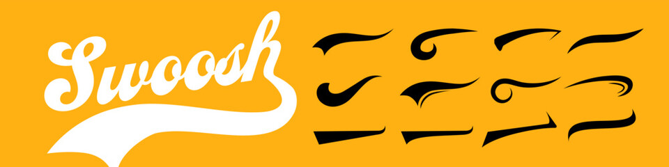 Swoosh underline set. Swoosh logotype.