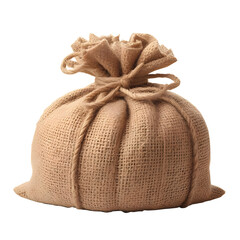 realistic sack bag tied wired by rope Isolated on a transparent Background