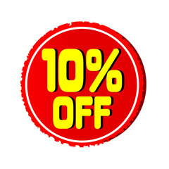 10 percent off red circular sale tag for business
