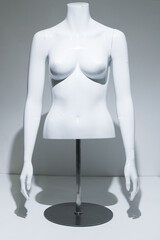 A Female Mannequin Torso With adjustable arms Arms, gloss White Chest . Bust Display on metal pole...