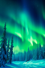 Northern lights in the sky. Selective focus.