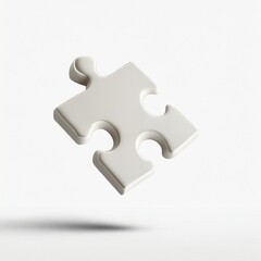 white jigsaw puzzle floating in the air, empty space for text, isolated white background.