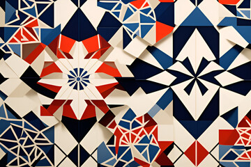 Patterns centered around the Taegeuk symbol, with its geometric shapes and combinations, create a visually appealing effect that is unique and captivating in various contexts. Generative AI.