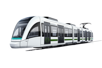Modern tram isolated