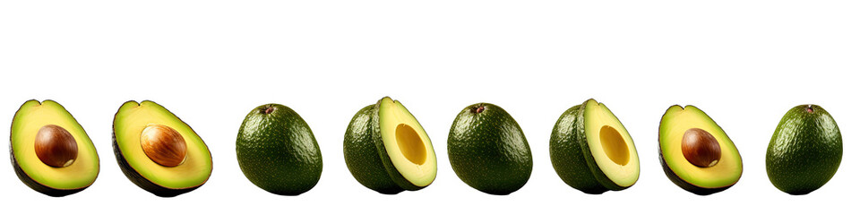 Collection Natural Fresh Avocado Border On Transparent Background 4