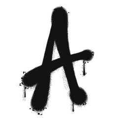 Vector graffiti spray paint alphabet A in isolated background