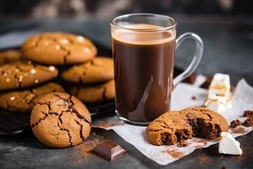 hot chocolate served with marshmallows and biscotti