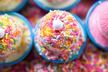 Fototapeta na wymiar macro shot of sprinkle-topped colorful ice cream scoops