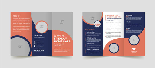 Home care trifold brochure template with creative design layout