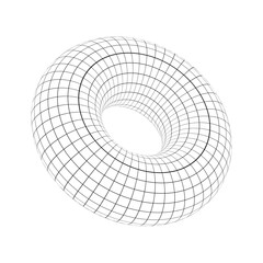 Torus wireframe vector. Abstract geometric shape with torus