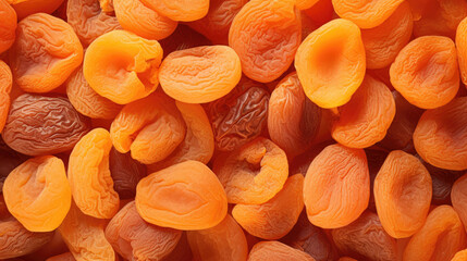 Top view of yellow dried apricots for background. Beautiful background for design. Close-up.