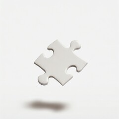 Obraz premium white ceramic jigsaw puzzles being put together. floating in the air Free space for text.