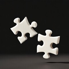Fototapeta premium white ceramic jigsaw puzzles being put together. floating in the air Free space for text.