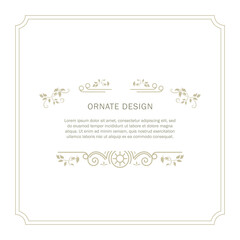 Elegant ornate element for Vector ornamental decorative fdesign template, place for text.