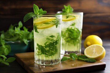 summer cooler lemon-lime soda with mint