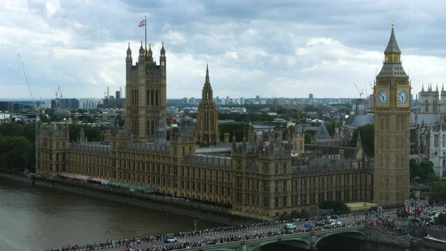 Palace of Westminster seen from above, London, England, United Kingdom