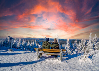 Romantic winter holiday in the ore mountains - obrazy, fototapety, plakaty