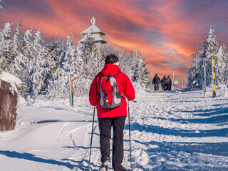Nordic Walking on the Fichtelberg in the snow