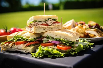 Tuinposter sandwich platter at outdoor picnic © primopiano