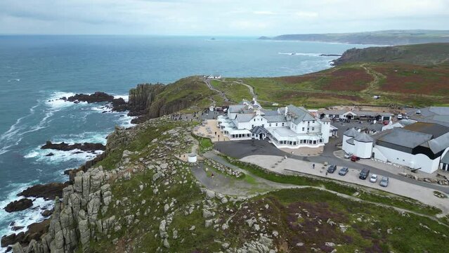 Drone over Land's End in Cornwall, the most westerly point of mainland England