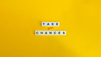 Take Your Changes Phrase. Block Letter Tiles and Cursive Text on Yellow Background. Minimalist Aesthetics.