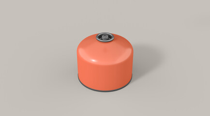 Orange tourist gas cylinder. Minimal style with copy space. 3d illustration.