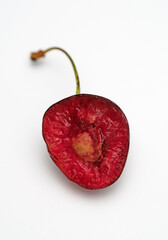 cross section of a cherry on white background