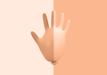 Peach Fuzz medical inflated glove. Color of 2024 year Peach Fuzz.