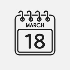 Icon page calendar day - 18 March