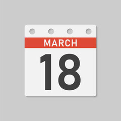 Icon page calendar day - 18 March