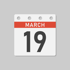 Icon page calendar day - 19 March