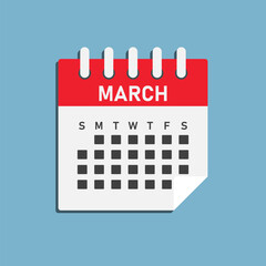 Vector template icon page calendar, month March