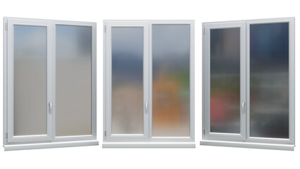 Gray plastic euro window on isolated background, alpha channel, png.