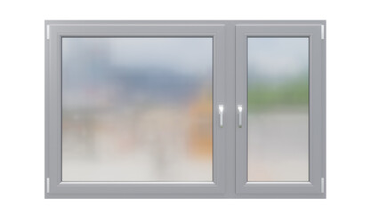 Gray plastic euro window on isolated background, alpha channel, png