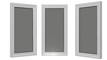 Gray plastic euro window on isolated background, alpha channel, png