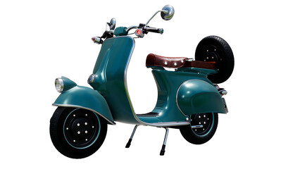 Turquoise scooter on isolated background, alpha channel, png © VISUAL BACKGROUND