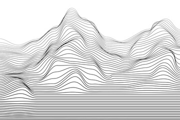 Abstract landscape wireframe vector background. Digital grid technology illustration landscape - obrazy, fototapety, plakaty