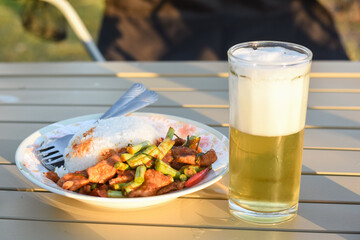 glass of beer and shrimp
