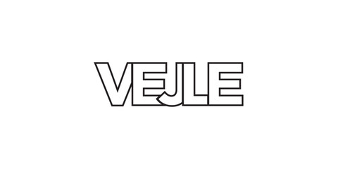 Obraz premium Vejle in the Denmark emblem. The design features a geometric style, vector illustration with bold typography in a modern font. The graphic slogan lettering.