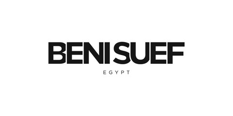 Fototapeta premium Beni Suef in the Egypt emblem. The design features a geometric style, vector illustration with bold typography in a modern font. The graphic slogan lettering.