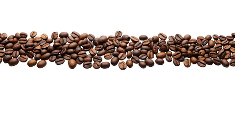 Collection Natural Hot Brown Coffee Beans Border On Transparent Background