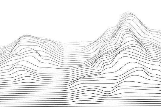 Abstract landscape wireframe vector background. Digital grid technology illustration landscape