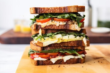 viewing a stack of sourdough sandwiches