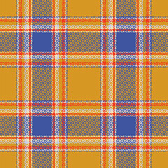 Plaid seamless pattern in orange. Check fabric texture. Vector textile print.