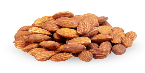 Closeup of almonds, isolated on transparent png