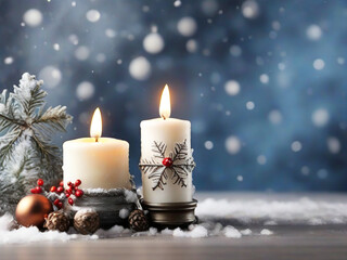 Obraz na płótnie Canvas christmas decoration with candles and decorations