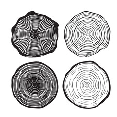 Set rings of topographic line map, circular. tree rings vector