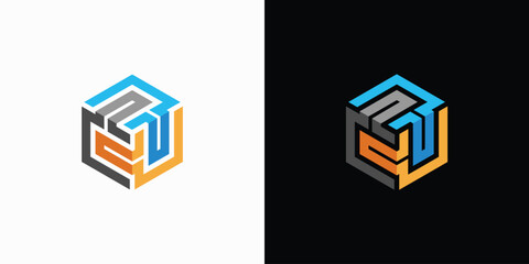 Cube maze abstract vector logo design